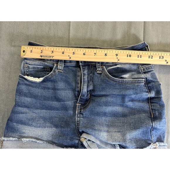 So Brand Jean Shorts Hi Rise Shorties 25 W Size 1 Cuffed Denim Juniors Cut Off - Picture 6 of 7